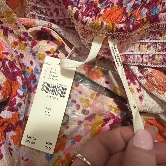 NWT By Anthropologie V-Neck Flutter Hem Top boho OB1542675 size XL - Picture 6 of 7